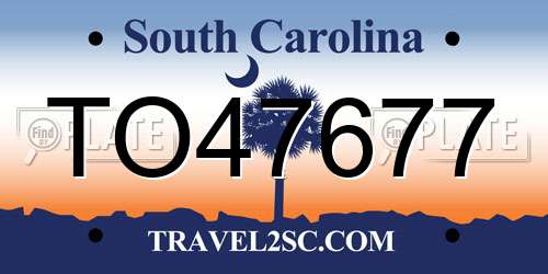 TO47677 South Carolina License Plate