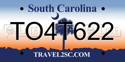 TO4T622 South Carolina License Plate