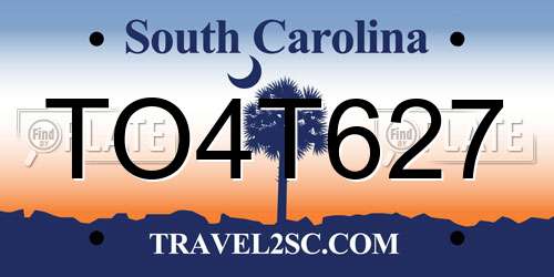 TO4T627 South Carolina License Plate