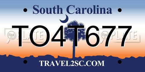 TO4T677 South Carolina License Plate