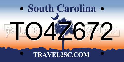 TO4Z672 South Carolina License Plate
