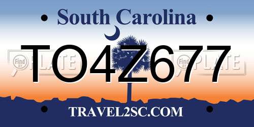 TO4Z677 South Carolina License Plate