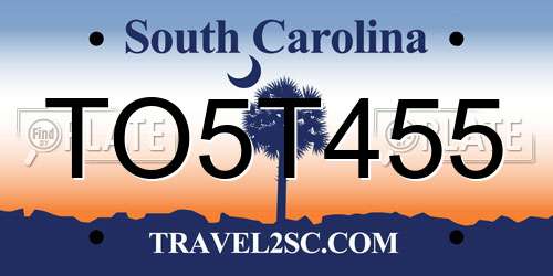 TO5T455 South Carolina License Plate