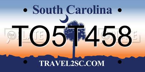 TO5T458 South Carolina License Plate