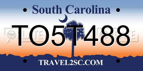 TO5T488 South Carolina License Plate