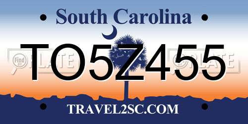 TO5Z455 South Carolina License Plate