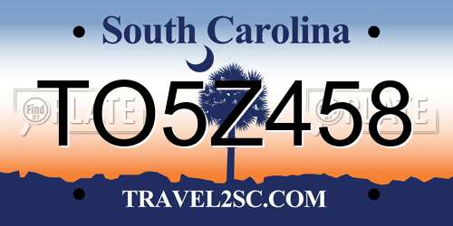 TO5Z458 South Carolina License Plate
