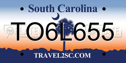 TO6L655 South Carolina License Plate
