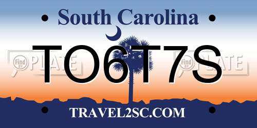 TO6T7S South Carolina License Plate