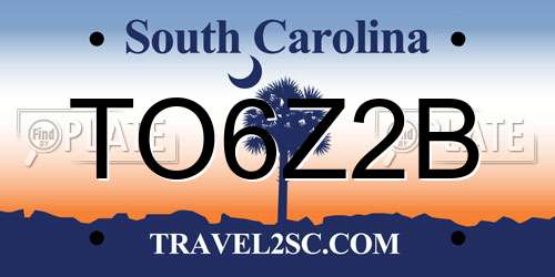 TO6Z2B South Carolina License Plate