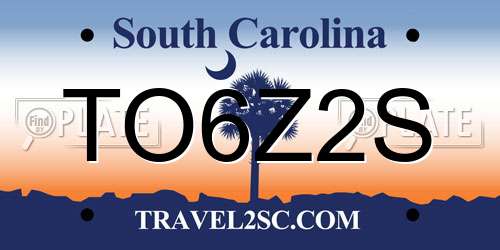 TO6Z2S South Carolina License Plate