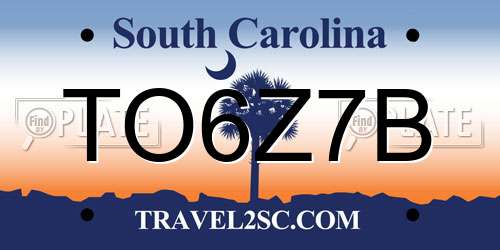 TO6Z7B South Carolina License Plate