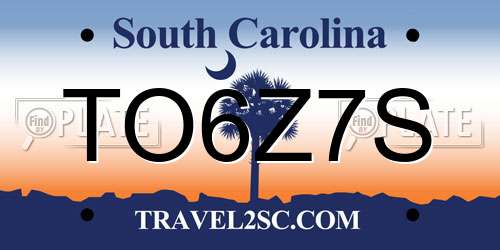 TO6Z7S South Carolina License Plate
