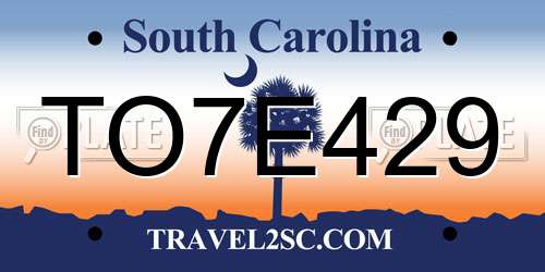 TO7E429 South Carolina License Plate