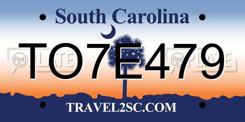 TO7E479 South Carolina License Plate