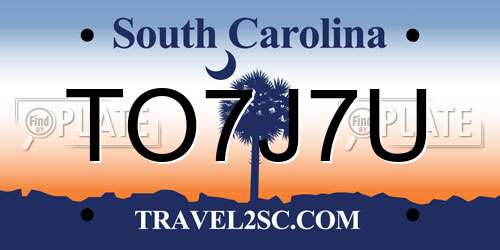 TO7J7U South Carolina License Plate
