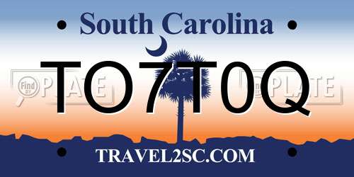 TO7T0Q South Carolina License Plate