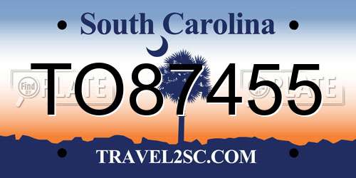 TO87455 South Carolina License Plate