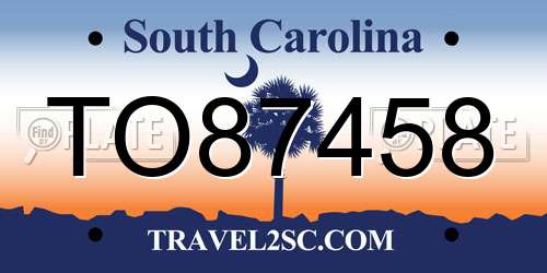 TO87458 South Carolina License Plate