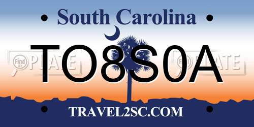 TO8S0A South Carolina License Plate