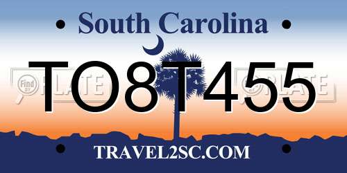 TO8T455 South Carolina License Plate