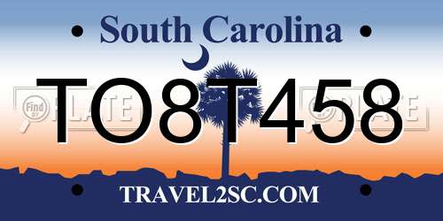 TO8T458 South Carolina License Plate