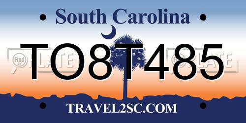 TO8T485 South Carolina License Plate