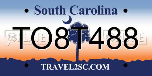 TO8T488 South Carolina License Plate