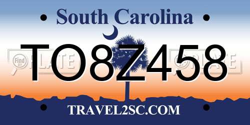 TO8Z458 South Carolina License Plate