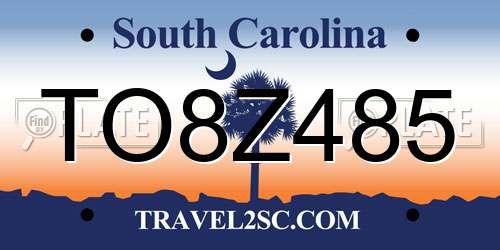 TO8Z485 South Carolina License Plate