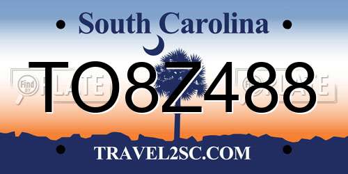 TO8Z488 South Carolina License Plate