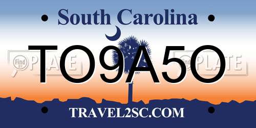 TO9A5O South Carolina License Plate