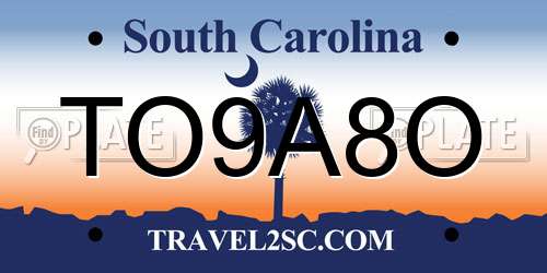 TO9A8O South Carolina License Plate