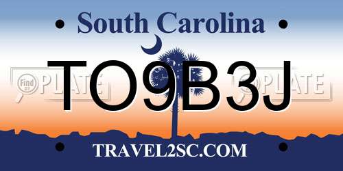 TO9B3J South Carolina License Plate