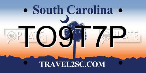 TO9T7P South Carolina License Plate