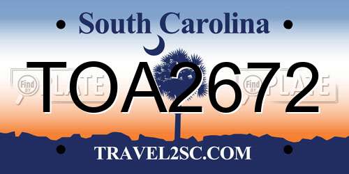 TOA2672 South Carolina License Plate
