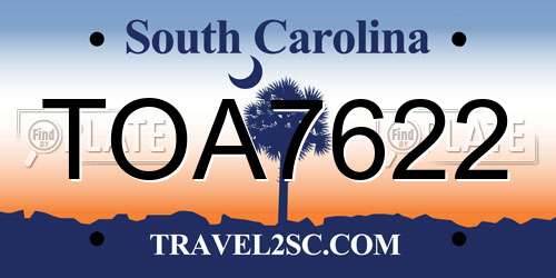 TOA7622 South Carolina License Plate
