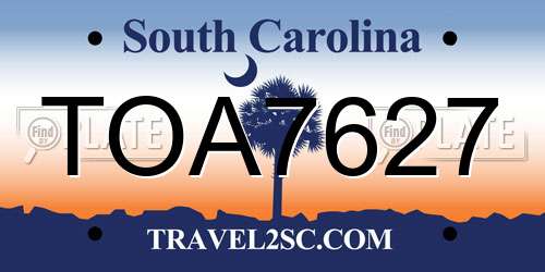 TOA7627 South Carolina License Plate