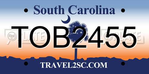 TOB2455 South Carolina License Plate