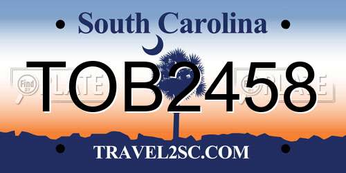 TOB2458 South Carolina License Plate