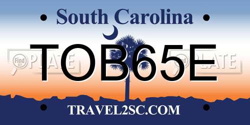 TOB65E South Carolina License Plate