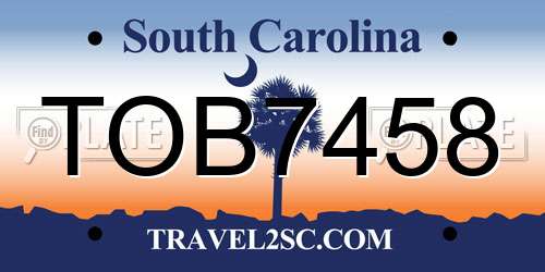 TOB7458 South Carolina License Plate
