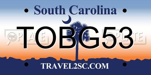 TOBG53 South Carolina License Plate