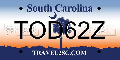 TOD62Z South Carolina License Plate