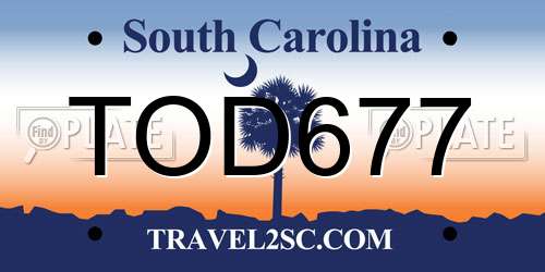 TOD677 South Carolina License Plate
