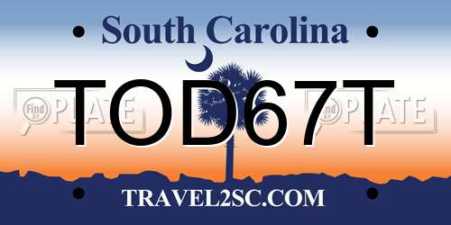 TOD67T South Carolina License Plate