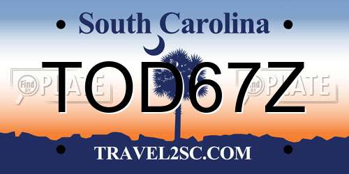 TOD67Z South Carolina License Plate