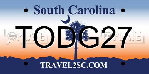 TODG27 South Carolina License Plate