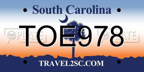 TOE978 South Carolina License Plate