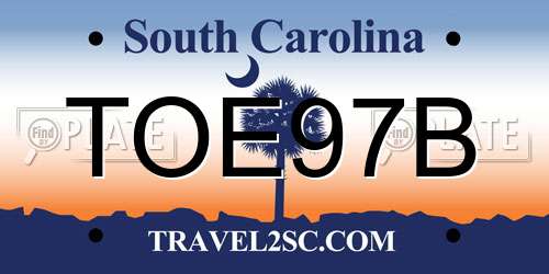 TOE97B South Carolina License Plate